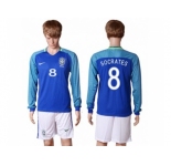 Brazil #8 Socrates Away Long Sleeves Soccer Country Jersey