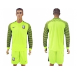 Brazil Blank Green Long Sleeves Goalkeeper Soccer Country Jersey