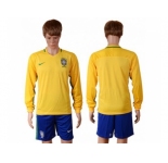 Brazil Blank Home Long Sleeves Soccer Country Jersey