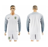 Brazil Blank White Goalkeeper Long Sleeves Soccer Country Jersey