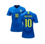 Women Brazil #10 Giuliano Away Soccer Country Jersey