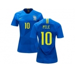 Women Brazil #10 Pele Away Soccer Country Jersey