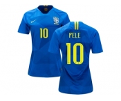 Women Brazil #10 Pele Away Soccer Country Jersey