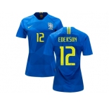 Women Brazil #12 Ederson Away Soccer Country Jersey