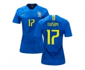 Women Brazil #17 Taison Away Soccer Country Jersey