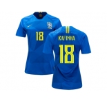 Women Brazil #18 Rafinha Away Soccer Country Jersey