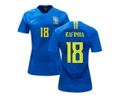 Women Brazil #18 Rafinha Away Soccer Country Jersey