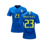 Women Brazil #23 Diego Alves Away Soccer Country Jersey