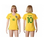 Women's Brazil #10 Kaka Home Soccer Country Jersey