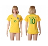 Women's Brazil #10 Neymar Jr Home Soccer Country Jersey