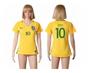 Women's Brazil #10 Zico Home Soccer Country Jersey