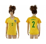Women's Brazil #2 Danilo Home Soccer Country Jersey