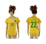 Women's Brazil #22 Coutonho Home Soccer Country Jersey