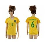 Women's Brazil #6 Kasmirski Home Soccer Country Jersey