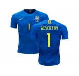 Brazil #1 Weverton Away Kid Soccer Country Jersey