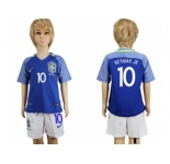 Brazil #10 Neymar Jr Away Kid Soccer Country Jersey1