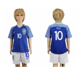 Brazil #10 Pele Away Kid Soccer Country Jersey1
