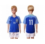 Brazil #11 Oscar Away Kid Soccer Country Jersey