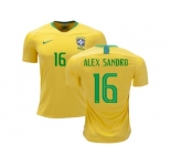 Brazil #16 Alex Sandro Home Kid Soccer Country Jersey