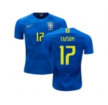 Brazil #17 Taison Away Kid Soccer Country Jersey