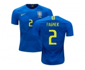 Brazil #2 Fagner Away Kid Soccer Country Jersey