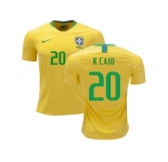 Brazil #20 R.Caio Home Kid Soccer Country Jersey