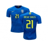 Brazil #21 Diego Souza Away Kid Soccer Country Jersey