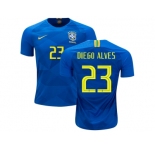 Brazil #23 Diego Alves Away Kid Soccer Country Jersey
