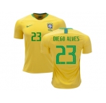 Brazil #23 Diego Alves Home Kid Soccer Country Jersey