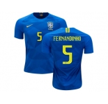 Brazil #5 Fernandinho Away Kid Soccer Country Jersey