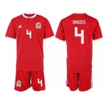 Wales #4 Davies Red Home Soccer Club Jersey