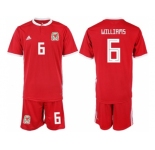 Wales #6 Williams Home Soccer Country Jersey