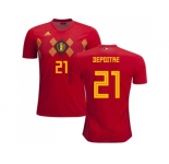 Belgium #21 Depoitre Red Soccer Country Jersey