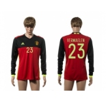 Belgium #23 Vermaelen Red Home Long Sleeves Soccer Country Jersey1