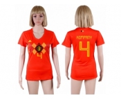 Women Belgium #4 Kompany Red Home Soccer Country Jersey