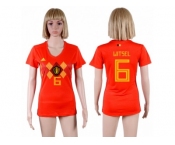 Women Belgium #6 Witsel Red Home Soccer Country Jersey