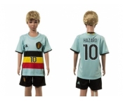 Belgium #10 Hazard Away Kid Soccer Country Jersey