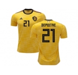 Belgium #21 Depoitre Away Kid Soccer Country Jersey