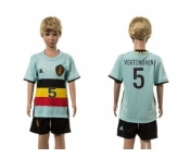Belgium #5 Vertonghen Away Kid Soccer Country Jersey