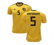 Belgium #5 Vertonghen Away Kid Soccer Country Jerseys