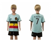 Belgium #7 De Bruyne Away Kid Soccer Country Jersey