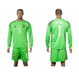 Ukraine #1 Boyko Green Goalkeeper Long Sleeves Soccer Country Jersey