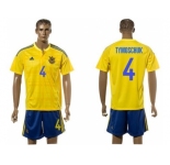 Ukraine #4 Tymoschuk Home Soccer Country Jersey