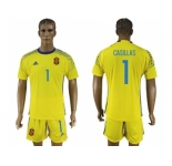 Spain #1 Casillas Yellow Goalkeeper Soccer Country Jersey