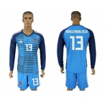 Spain #13 Arrizabalaga Blue Goalkeeper Long Sleeves Soccer Country Jersey