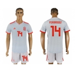 Spain #14 Fernandez Away Soccer Country Jersey