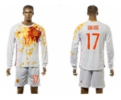 Spain #17 San Jose White Away Long Sleeves Soccer Country Jersey1