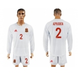 Spain #2 Azpilicueta White Away Long Sleeves Soccer Country Jersey