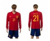 Spain #21 Nolito Red Home Long Sleeves Soccer Country Jersey