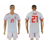 Spain #21 Silva Away Soccer Country Jersey
